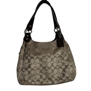 Coach Signature Ashley Madison Shoulder Hobo Tote Bag Khaki / Brown F21881 Y2K